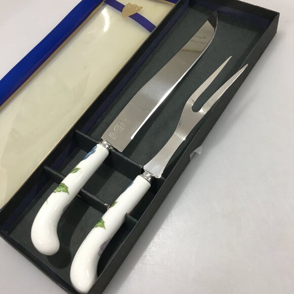 Villeroy & Boch Amapola Porcelain Stainless Steel Prill Carving Fork Knife Set - Picture 3 of 4